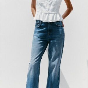 Zara Blue Z2 high waist straight jeans